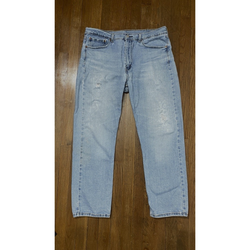 Levis 505 Jeans Mens Sz 36x29 Fit Straight Leg Distressed Broken-In Light Wash